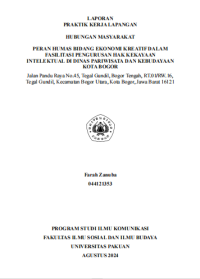 Image of E-PKL: Peran humas bidang ekonomi kreatif dalam fasilitas pengurusan hak kekayaan intelektual di dinas pariwisata dan kebudayaan Kota Bogor