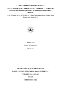 E-PKL: Peran sosial media specialist dalam pembuatan konten Security  Awareness pada instagram diskominfo Kota Bogor