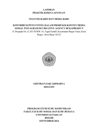 Image of E-PKL: Kontribusi penyuntingan dalam produksi konten media sosial instagram di creative agency bukaproject