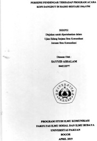 Image of SKRIPSI: Persepsi pendengar terhadap program acara dangdut di radio Bestari 104,4 FM