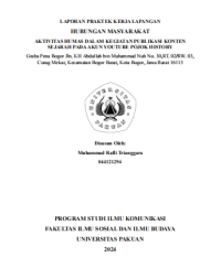 Image of E-PKL: Aktivitas humas dalam kegiatan publikasi Konten Sejarah pada akun Youtube Pojok History