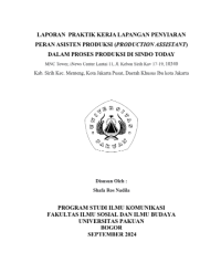 E-PKL: Peran asisten produksi (Production Assistant) dalam proses produksi di Sindo Today