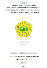 E-PKL: Implementasi pembelajaran kontekstual pada program kampus mengajar angkatan 4 di SDS Hikmah Fajar kabupaten Bogor