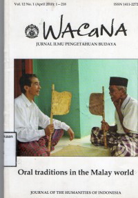 Wacana Jurnal Ilmu Pengetahuan Budaya : Oral Tradition in the Malay Word